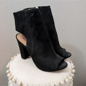 Charlotte Russe peep Toe Suede Black Bootie heels